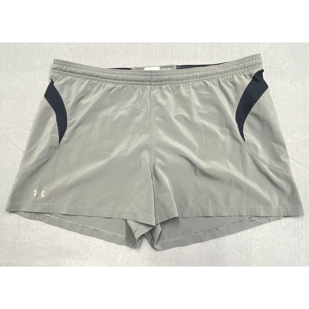 Under Armour Men’s HeatGear Gray Running Shorts Medium | 5” Inseam Stretch Mesh